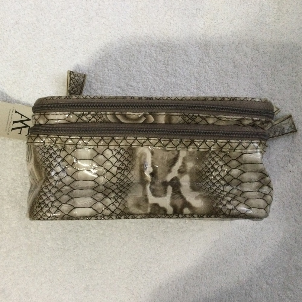 Anna Martina Franco Faux Croc Cosmetic Case, NWT
